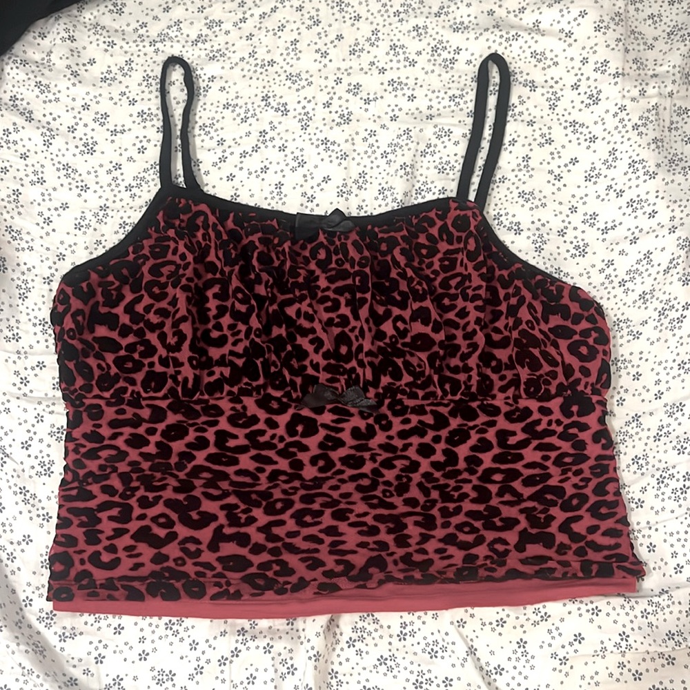 cheetah print red top
